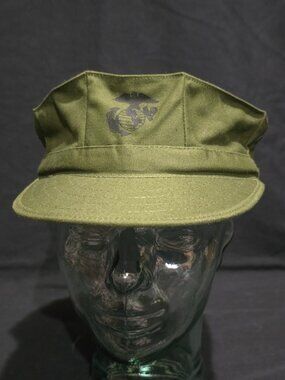 Vtg Cap, Utility, USMC 4701-01-110-4884 Made in USA - Olive Drab Green - Large